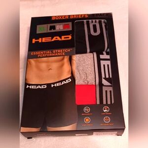 HEAD Men's Essential Stretch Performance Boxer Briefs - Black, Gray, Red